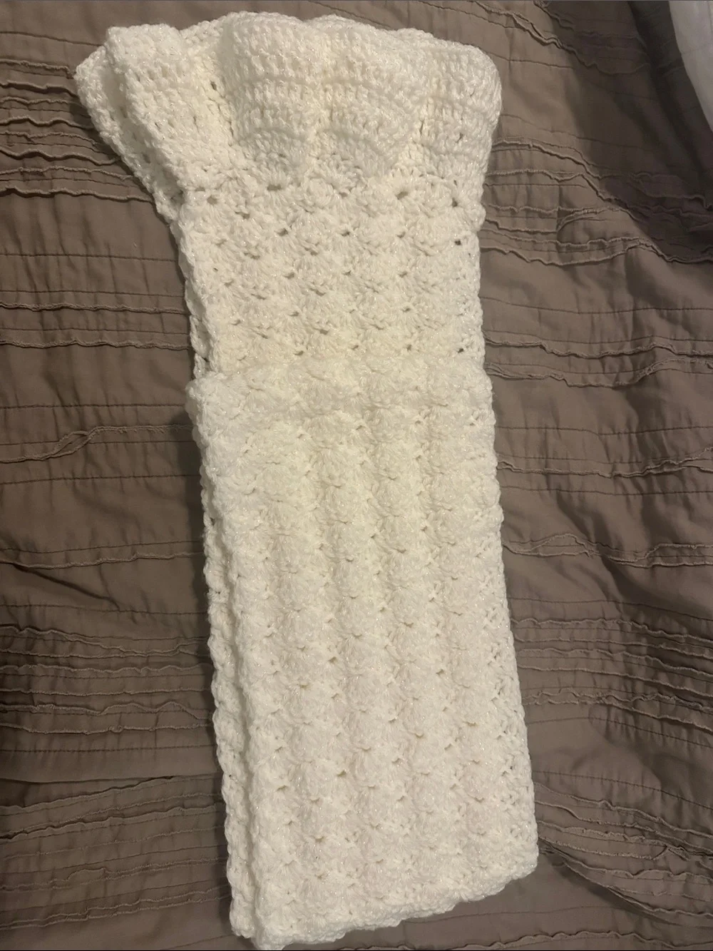 Handmade white Crochet Scarf